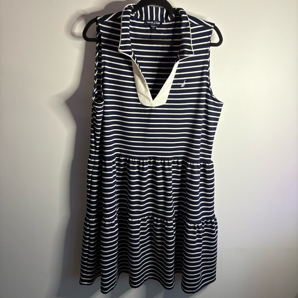 Nautica Jeans Navy and White Striped Dress - Picture 3 of 7